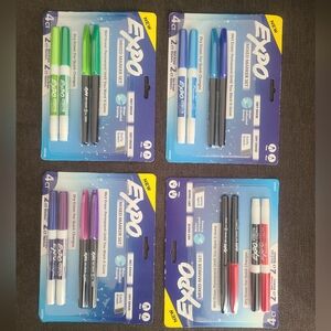 Expo Markers (4 Packs Of 4) 16 Markers Total Mixed Set, Dry Erase + Wet Erase